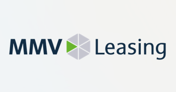 Logo MMV Leasing MMV Leasing Logo mit geometrischem Symbol und Schriftzug.